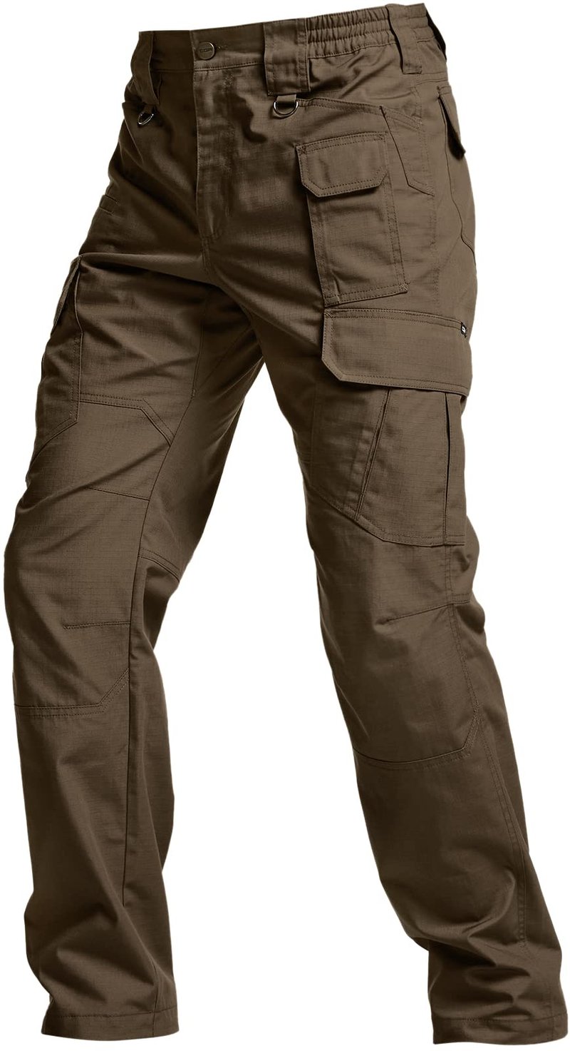 CQR Men's Tactical Pants, Water Resistant Ripstop Cargo Pants, Lightweight EDC Work Hiking Pants, Outdoor Apparel, Duratex Mag Pocket Tundra, 30W x 32L