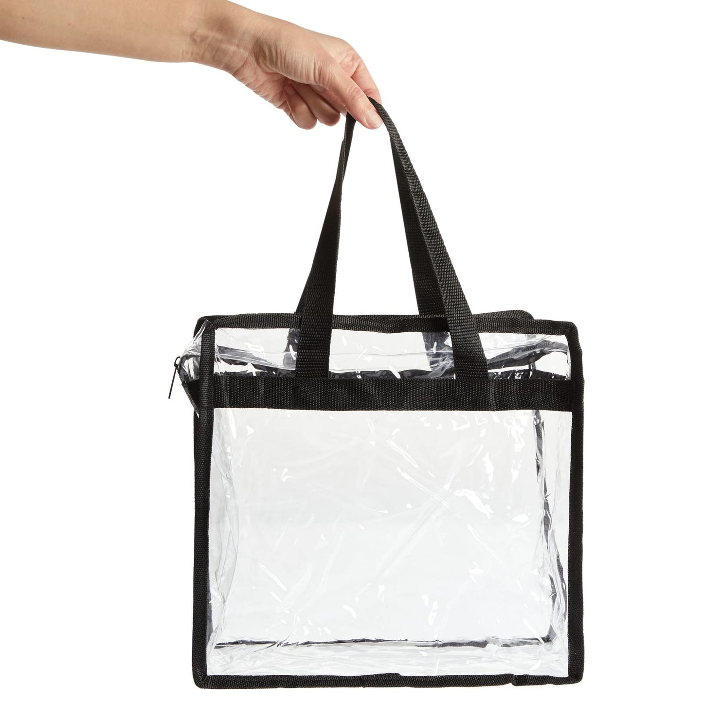 Juvale Clear Bag for Stadium Events 2 Pack - 12x6x12 In Clear PVC Totes - Stadium Approved with Zipper Pocket - Waterproof & Tear-Resistant - Use as Purse, Lunch & Backpack