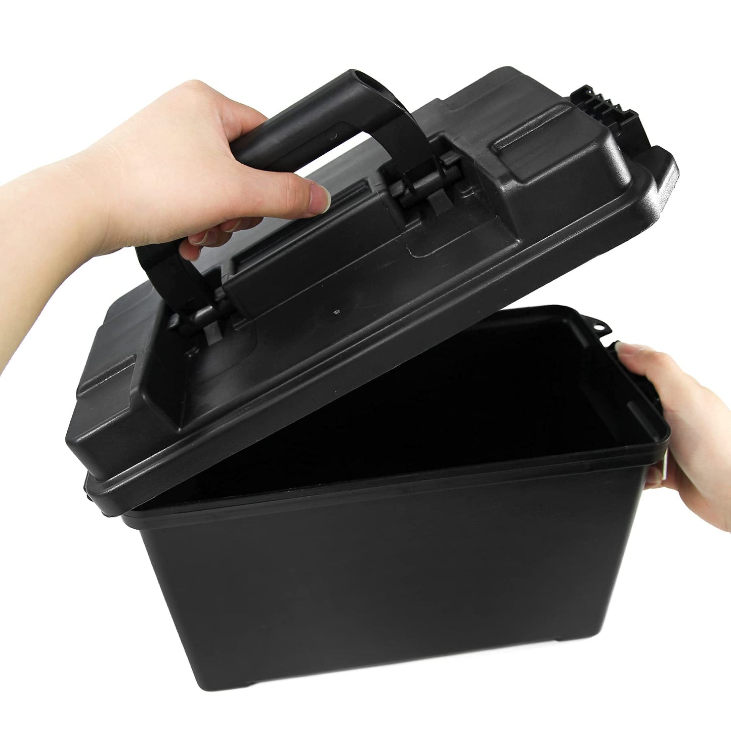 GUGULUZA Plastic Ammo Cans, 2-Pack 30 50 Cal Field Cases Storage Box Black