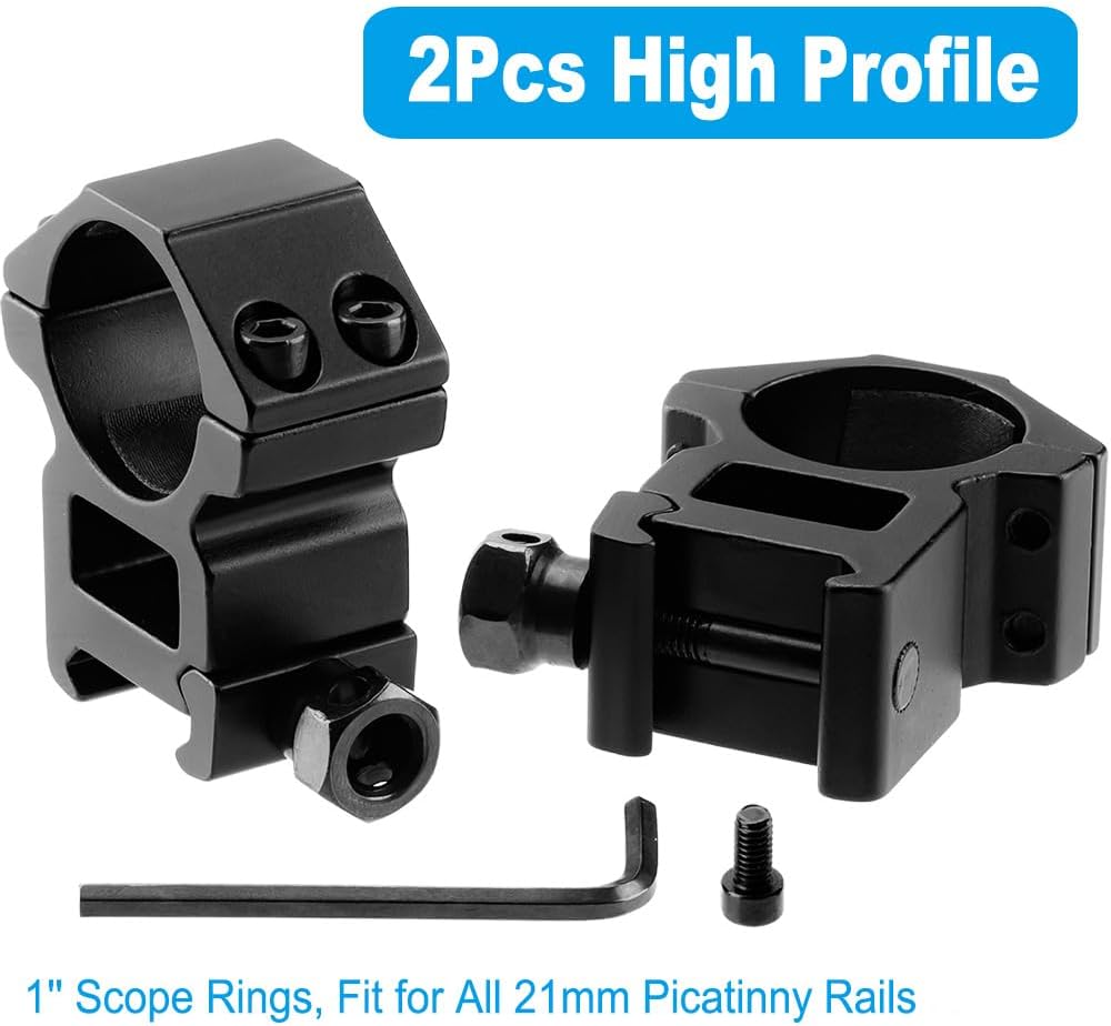 1'' Scope Rings, 2Pcs High Profile or 2Pcs Medium Profile 1 Inch Scope Mount Rings for Picatinny Rail