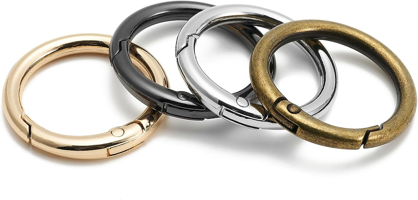 15pcs Trigger Spring O Rings Round,Metal Keychain Ring Round Carabiner Clips for Keyrings Buckle, Bags,Purses