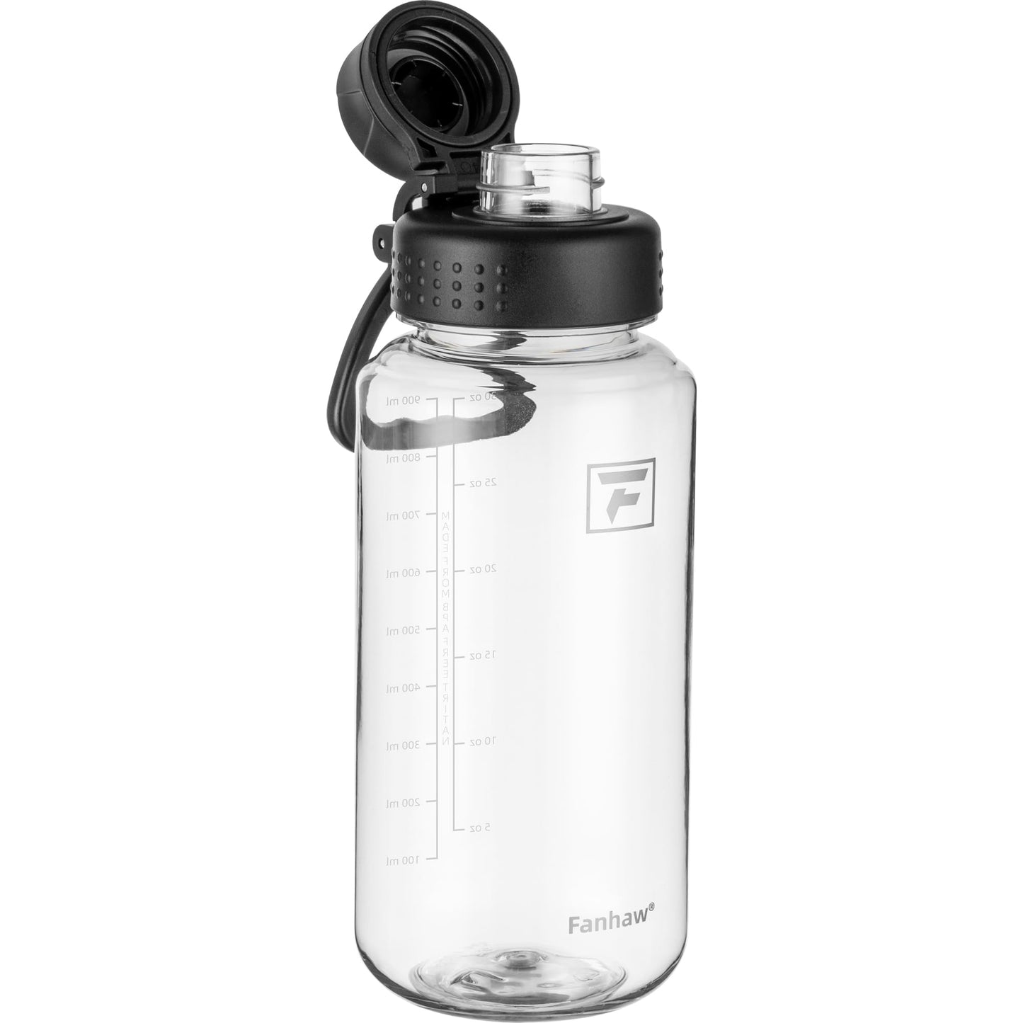 Fanhaw 32 oz Clear BPA-Free Tritan Water Bottle with Fast-Flow Spout Lid, BPA-Free & Leak-Proof Wide-Mouth Reusable Bottle for Gym, School & Office, Back to School Essentials (Clear&Black)