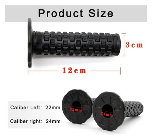 BYYINGSUS Motorcycle Grip Bike Grips 7/8" Rubber Bike Handle Grip Compatible with Handlebar Mx Pillow Top Throttle 22mm Bar(Black-Black)