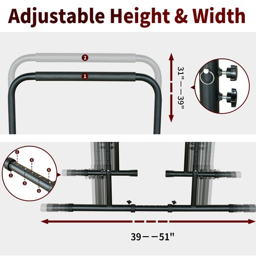 KWOJU Power Tower Dip Station Pull Up Bar Stand Adjustable Height Heavy Duty Multi-Function Fitness Training Equipment