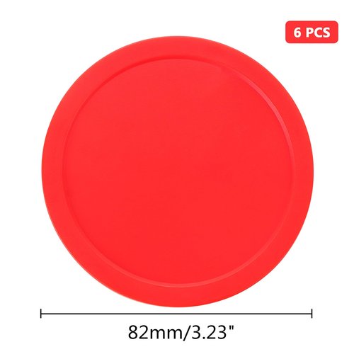 6 Pack 3 1/4 Inches Air Hockey Pucks Full Size Heavy Replacement Pucks for Air Hockey Tables (Red 82mm)