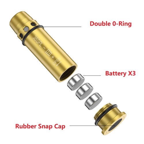 Gobxld Laser Training Cartridge for .38SPL/.357 with Built in Rubber Snap Cap for Dry Fire and Including Extra Back Cap and O-Rings