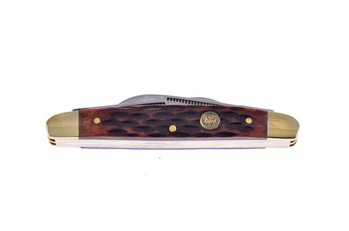 Hen & Rooster Pocket Knife 214BRPB Congress with a Brown Bone Handle German Stainless Steel Blades Closed 3.5 Inches