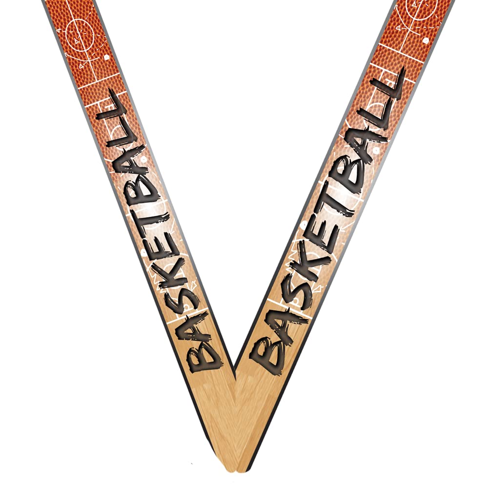 Decade Awards World Class Basketball Medal - Custom Engraved 3rd Place Basketball Medal with Basketball Neck Ribbon, Bronze 3-on-3 Medallion, 3 Inch Wide - Customize Now (Bronze-Basketball)