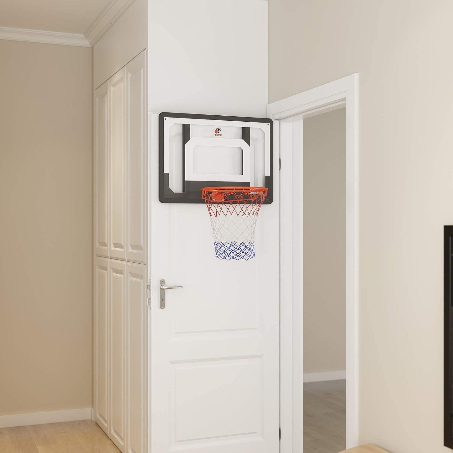 CYFIE Large Wall Mount Basketball Hoop Set with Door Hooks, 32" x 23" Backboard, Spring Rim, Indoor Outdoor Basketball Practice Equipment for Adults