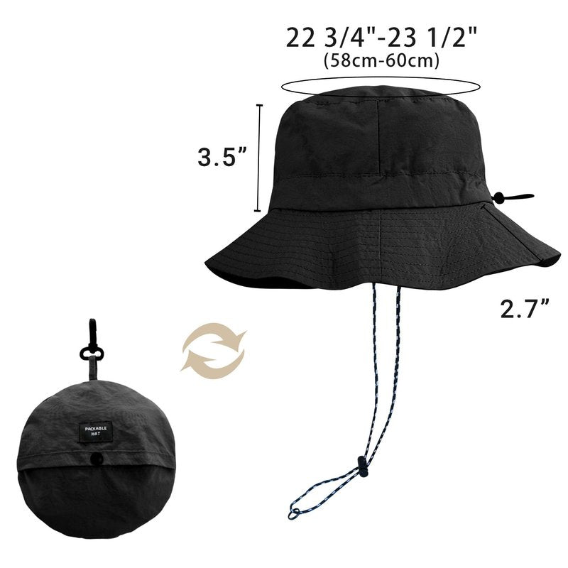 PFFY Packable Sun Bucket Hat for Men UV Protection Sun Hats Waterproof Lightweight Hiking Outdoor Cap Brown (More Loose)