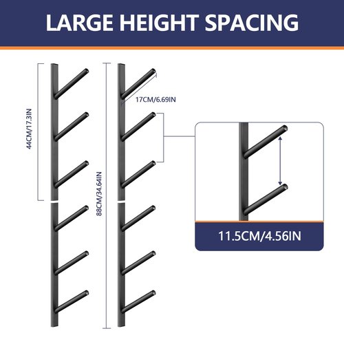 Tongyuyan Snowboard Rack-6-Tier Skateboard Wall Mount & Skateboard Rack –Snowboard Wall Mount – Space-Saving Multi-Functional Storage Solution-Black