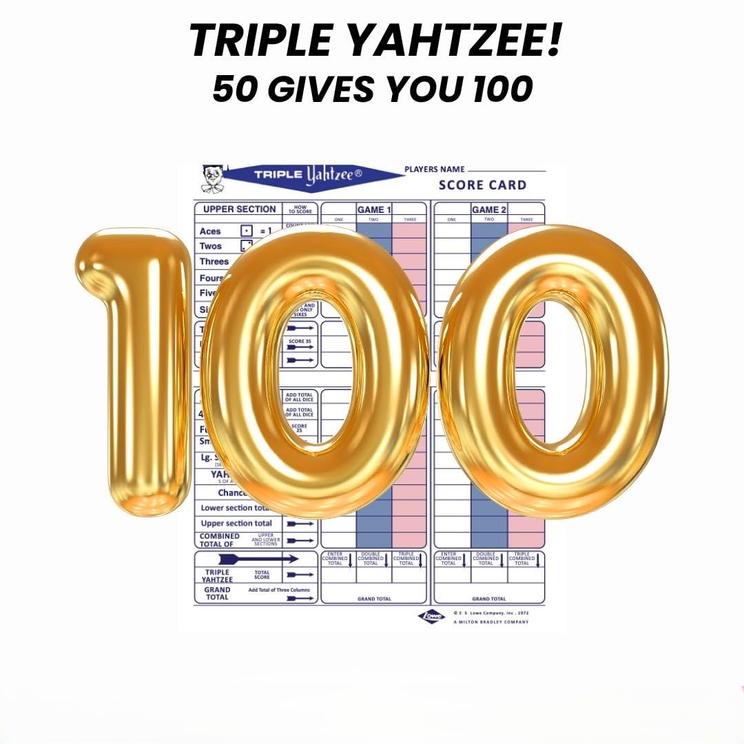 100 Premium Large Double Sided Triple Score Sheets Cards Pads for Yahtzee Game