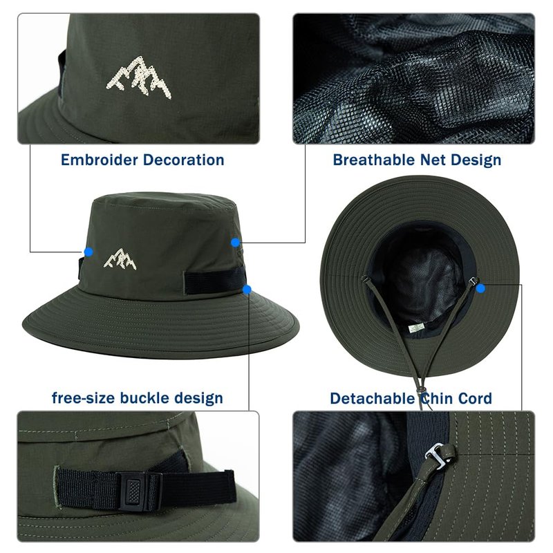 TOP-EX L/XL/XXL UV50+ Waterproof Bucket Sun Hat for Fishing Golf Hiking All-Weather Outdoor Rain Hat Stiff Brim