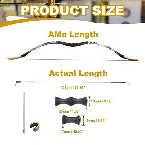PATIKIL 53 Inch Bow String Replacement, Archery Bowstrings Accessories 12 Strands Bowstring with Finger Guard & 2 Brass Nock Points for Traditional Recurve Longbow, Black-Orange