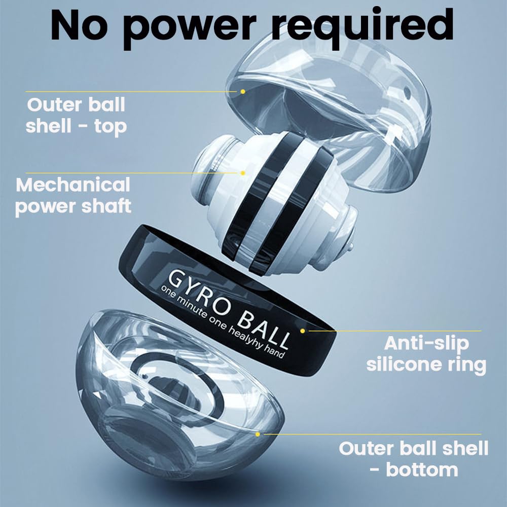 2025 New Curaball Hand Exerciser, Curaball Hand Exerciser with Counter, Strengthens Wrists, Features 5 Light Modes, with Storage Pouch, Metal Version Has Swap-Out Bearings (Metal Model Black)