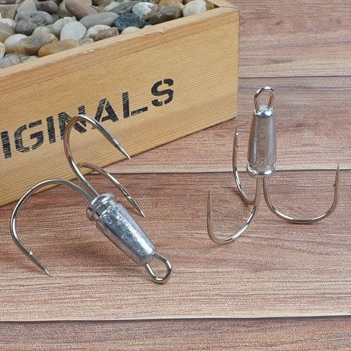 Weighted Treble Fishing Hooks 5PCS Saltwater & Freshwater Snagging Hooks