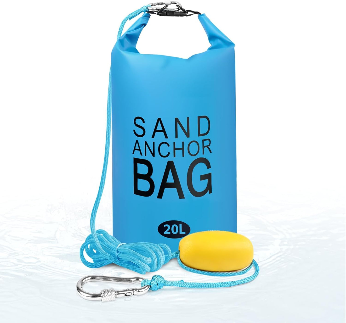 20L Sand Anchor Bag, 2 in 1 Jet Ski Anchor Kit for Float with Adjustable Buoy, Waterproof Dry Bag for Jetski, Kayak, Boat, Water Sports - Blue