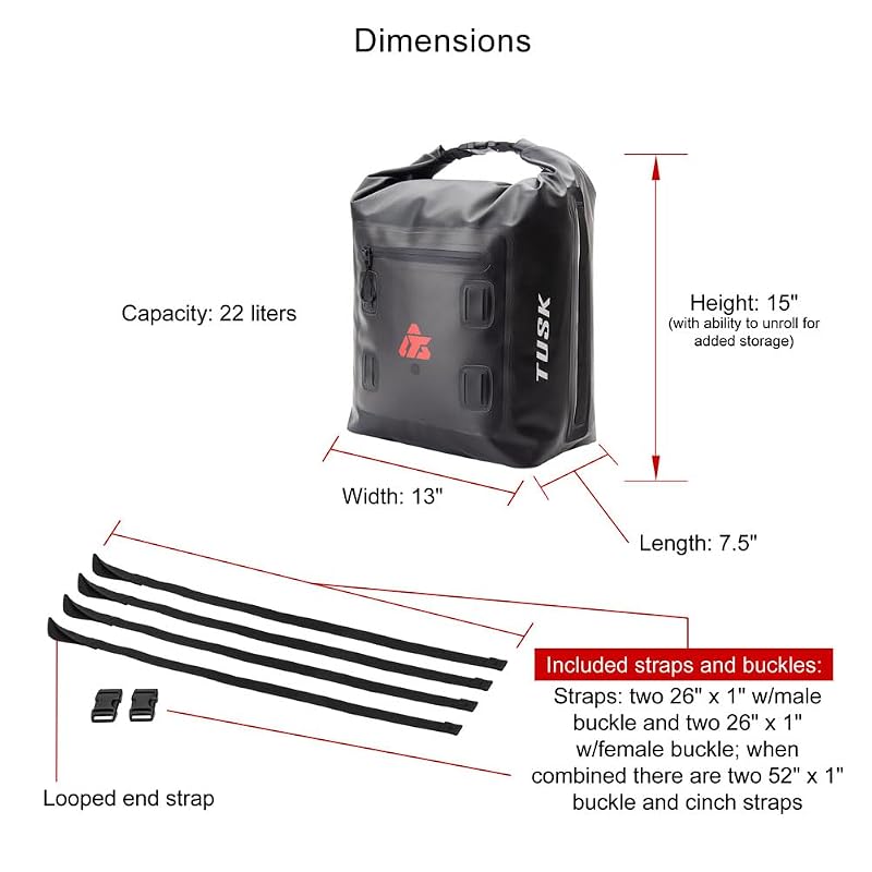 Small Dry Duffel Bag 22L - Waterproof Roll-Top Gear Bag