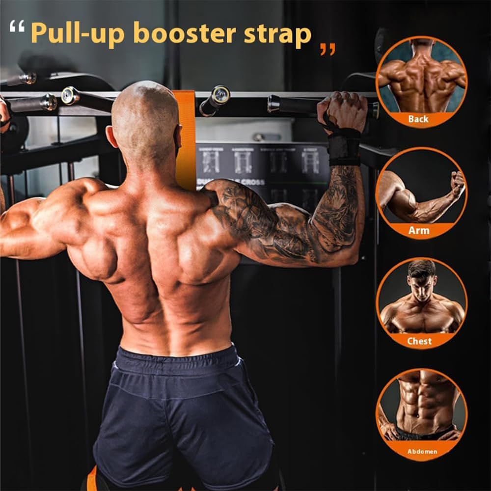 2025 Upgraded Pull Up Assist Band, 150/225/300lb Heavy-Duty Pull Up Workout Band, Adjustable Weight with Fabric Feet Knee Rest, Home Gym Workout (Black, 2Bands-150lb)