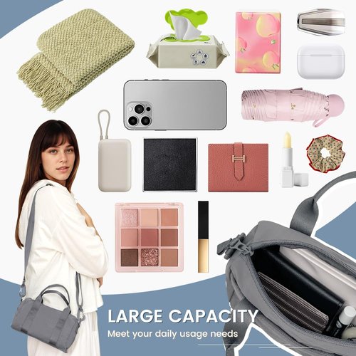 Geerlaqaly small gym bag,Women, Wrinkled Nylon, Daily Fitness sport, Swimming, Yoga, Handheld,grey