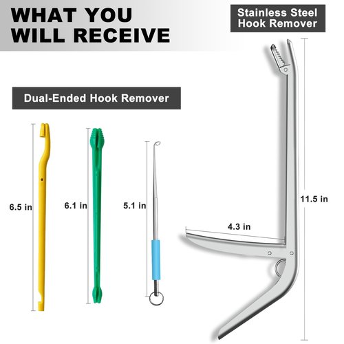 SNAIL TRAIL 4 Pcs Fish Hook Remover Tools – Suitable for Most Types of Fishing, Gifts for Beginners & Pro Fisherman
