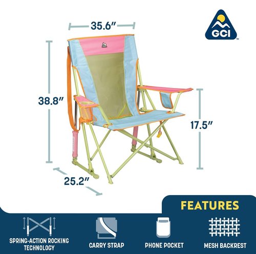 GCI Outdoor Comfort Pro Rocker Camping Chair | Portable Folding Rocking Chair with Durable Armrests & Drink Holder ??Sweet Tea