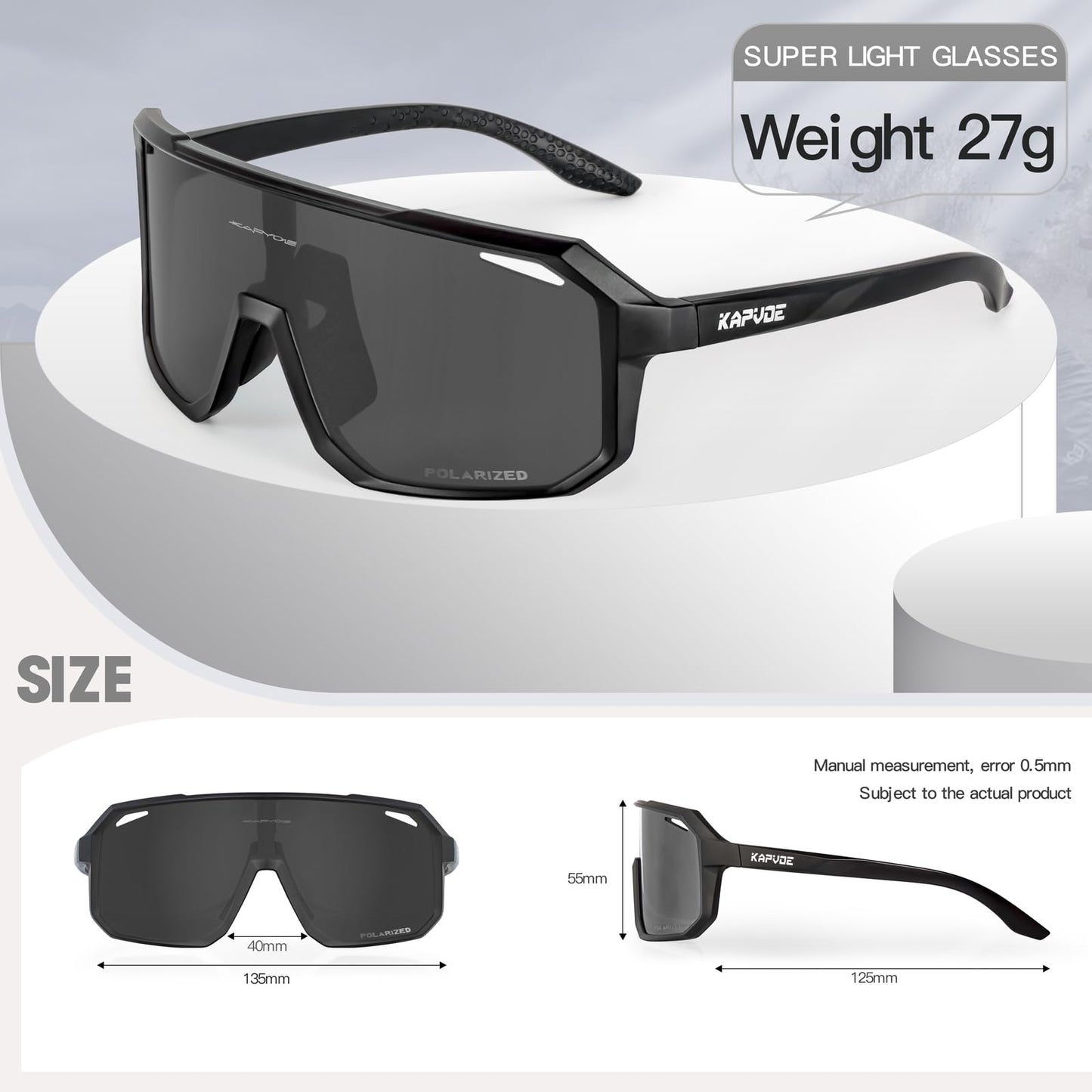 KAPVOE Polarized Cycling Glasses Sports Sunglasses, UV400 Running Fishing Baseball Glasses for Men Women K62