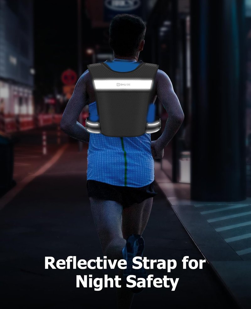 Running Vest for Men Women, Adjustable Hydration Vest with 500ml Soft Water Bottle, Reflective Hydration Pack for Trail Marathon Running, Hiking, Cycling