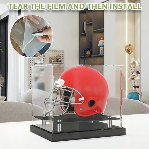Mini Helmet Display Case- Durable Football Case Display Clear with Stainless Steel Screw Feet for Football Helmet Display Case, Football Display Case for Home, Retail, Museum or Trade Show