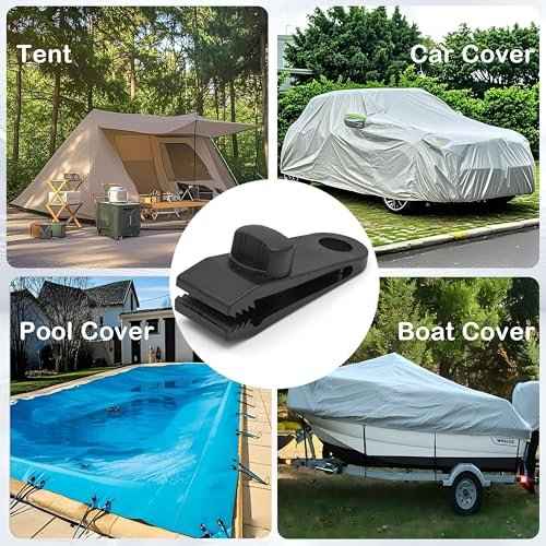 12pcs Heavy Duty Tarp Clips with Lock Grip - Windproof Tent Clamps for Camping, Canopies, Pool Covers, Reusable Multi-Purpose Clips