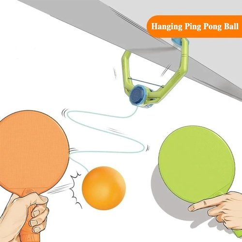 Door Ping Pong Game Over The Door, Hanging Table Tennis Trainer Portable Set,Adjustable Doorway Game Pingpong Trainer Door Jam Pingpong Starter Kit for Kids with Racket and Balls