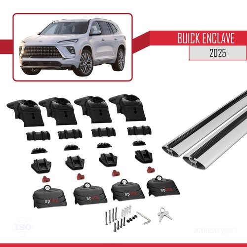 accessorypart Compatible with Buick Enclave 2025 ACE-2 Car Roof Rack Cross Bar Grey Aluminium 2 Bars