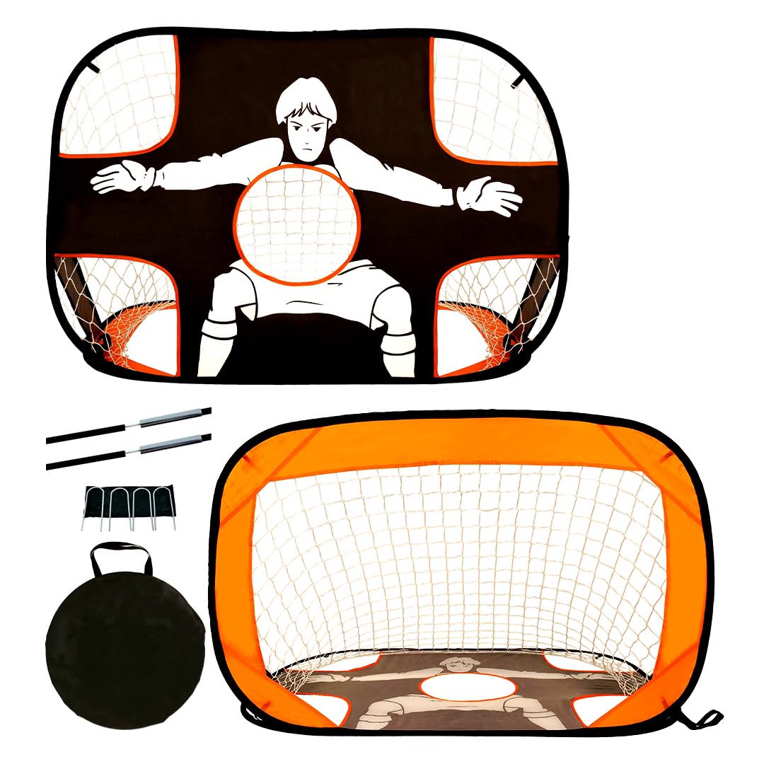 2-in-1 Pop-Up Soccer Goal & Target Net – Portable Indoor/Outdoor Soccer Training Set for Passing & Shooting Accuracy – Includes Carrying Bag