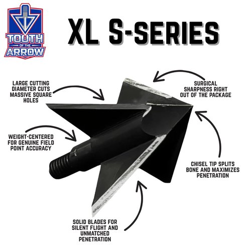 Tooth Of The Arrow 4-Blade XL Solid Broadheads - Pack of 3 (125 Grain)