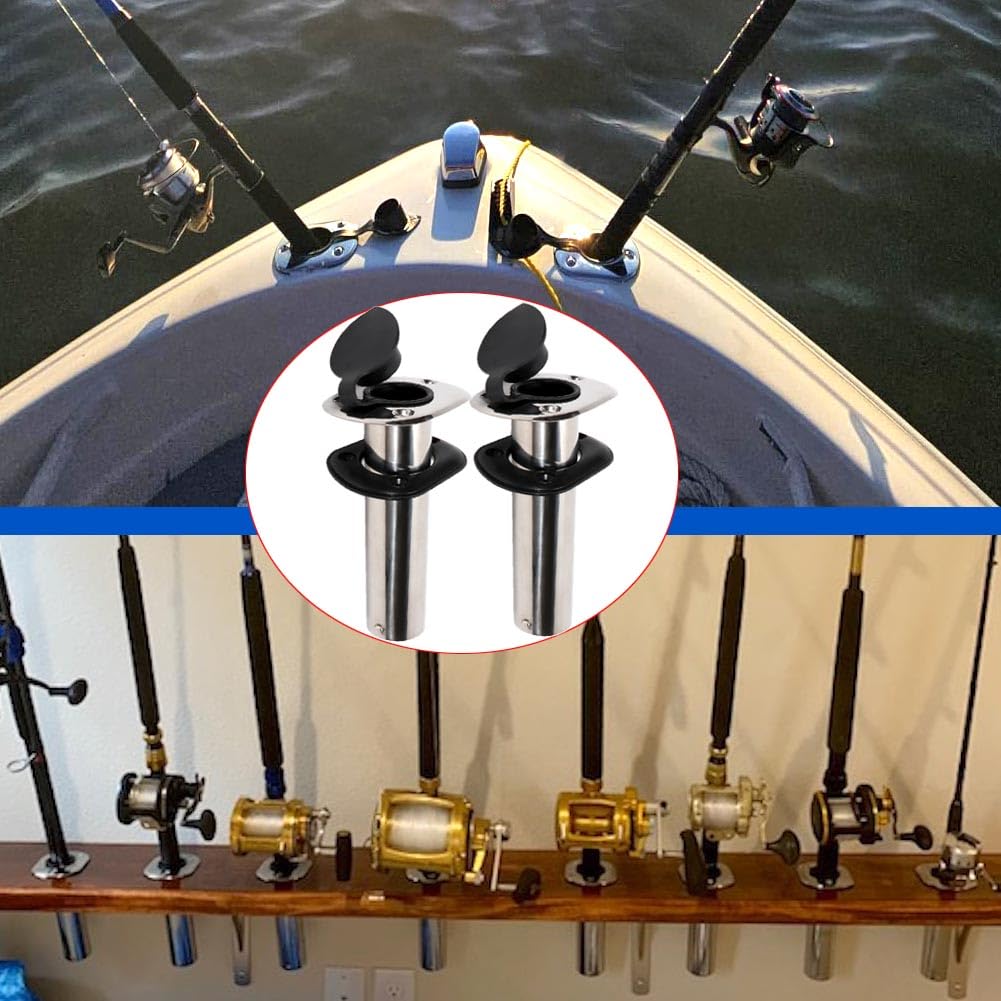 2PCS Flush Mount Fishing Rod Holder Stainless Steel, 90 Degree