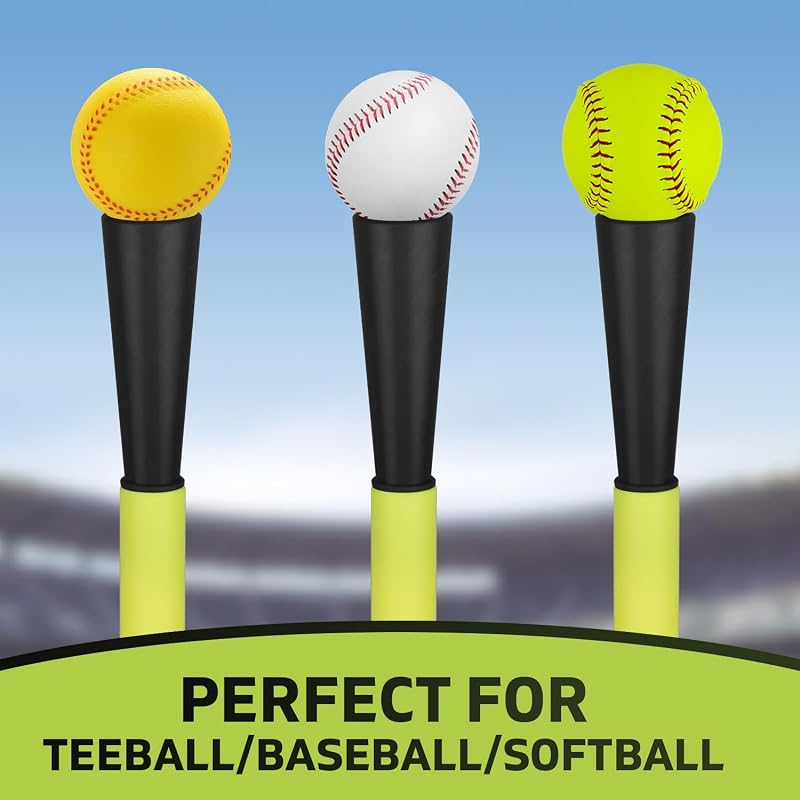 Eastgoing Yellow Baseball Tee for Kids - Adjustable 19-32 in Telescoping Hitting Tee