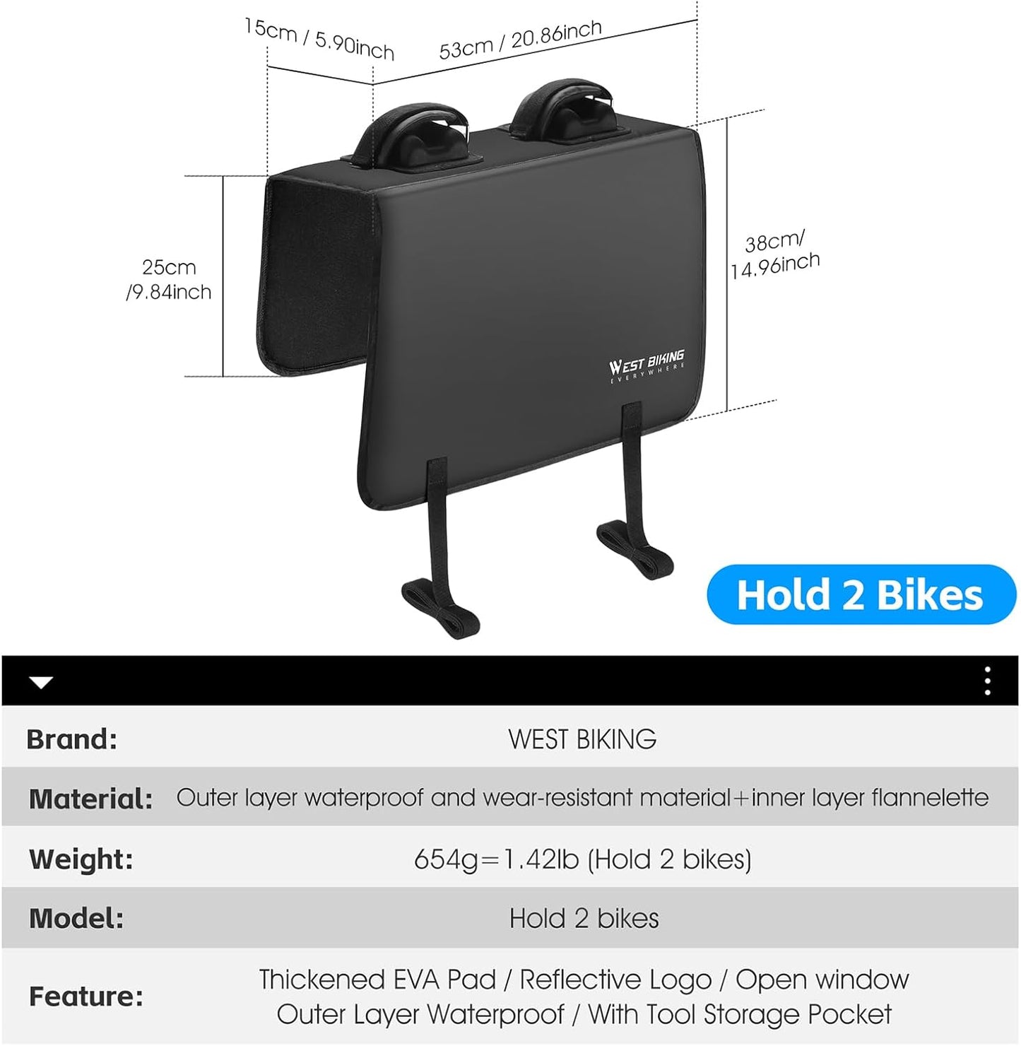 ICOCOPRO Bike Pads for Pickup Truck Tailgate With Secure Frame Straps, Protection Pad for Bike and Truck