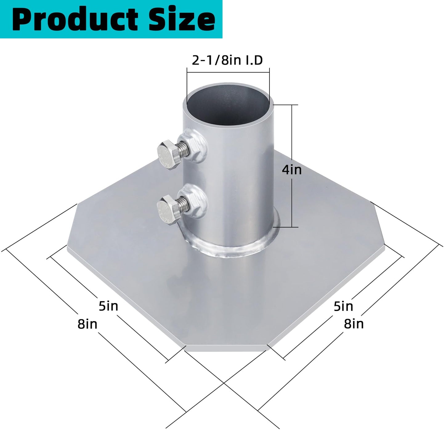 2 Pack Stationary Dock Bottom Pad,Stationary Dock Base Plate,Floating Dock Brackets Hardware for Foot Post Pipe Pole Leg,Support and Hold Docks & Prevent Sinking into Mud