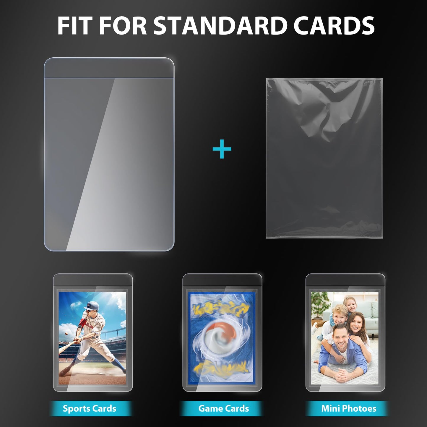 100ct Semi-Rigid Card Holder and 100ct Penny Sleeves, Grading Card Sleeves for PSA, BGS, SGC, Card Submission Kit with 1/2" Lip, Toploader Card Protectors for Grade Sending Collection Trading