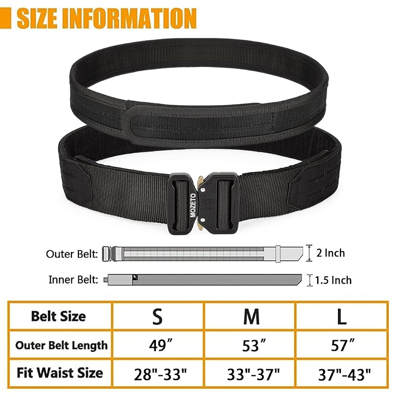 MOLLE Battle Belt 2" Quick Release Duty Belt for Law Enforcement Black Large