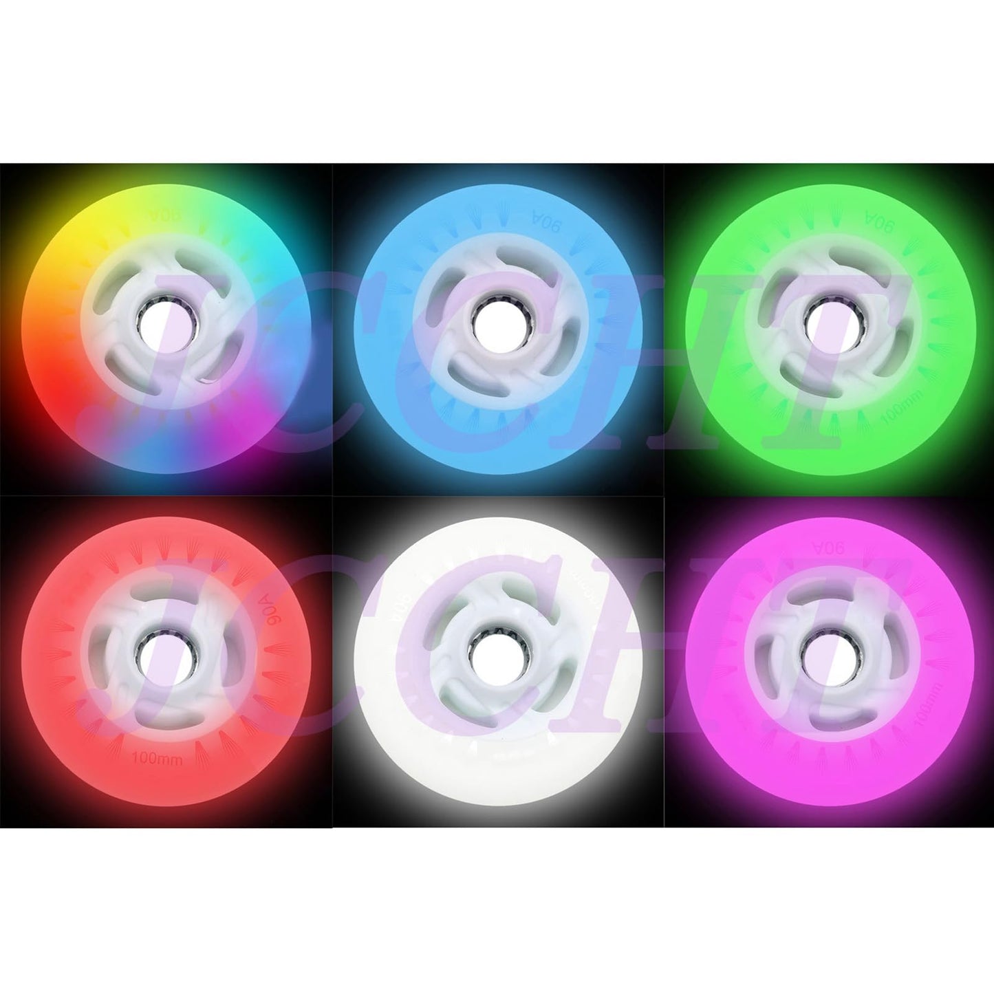 JCCHT Light Up Inline Skate Wheels 90mm, 100mm, 110mm 8Pcs LED Flashing Roller Wheels 90A PU for Indoor/Outdoor Scooter Replacement,Red Light,110mm