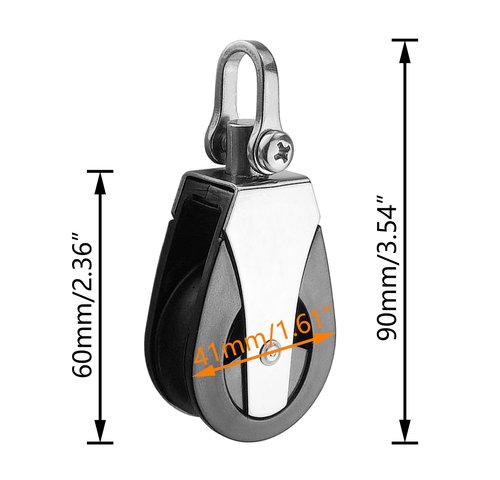 LEQMG High Load Capacity Marine Stainless Steel Nylon Block Universal Single Head Pulley,Smooth Silent Bearing,Rope Runner Boat Accessories(2 Pcs)
