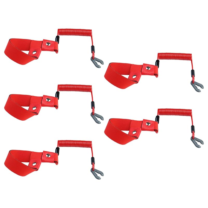 5PCS Kill Switch Lanyard with Wrist Strap for Yamaha Jet Ski WaveRunner (Red 5PCS)