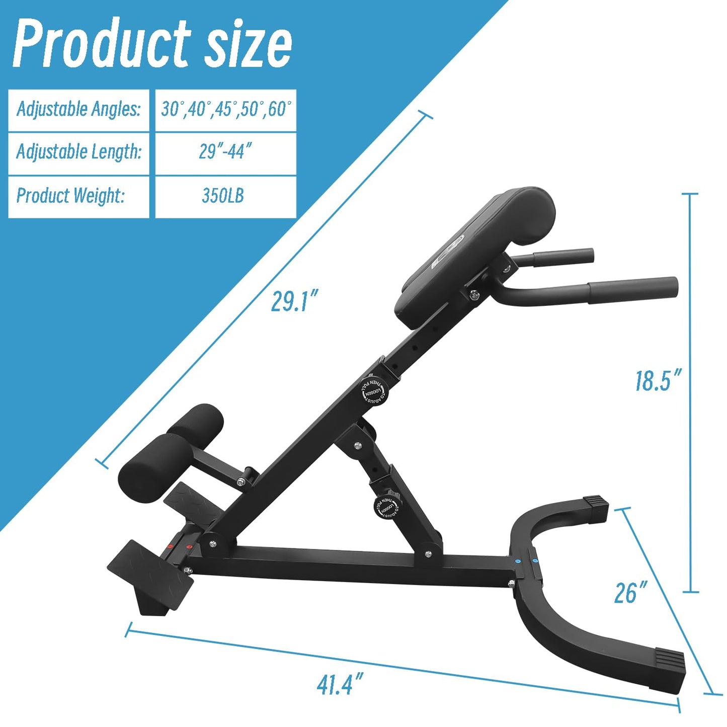 Hyper Back Extension Roman Chair - Back Extension Bench Machine for Glute, Hamstring and Lower Back, Multi-Functional Bench for Full All-in-One Body Workout, Foldable for Home Gym Fitness