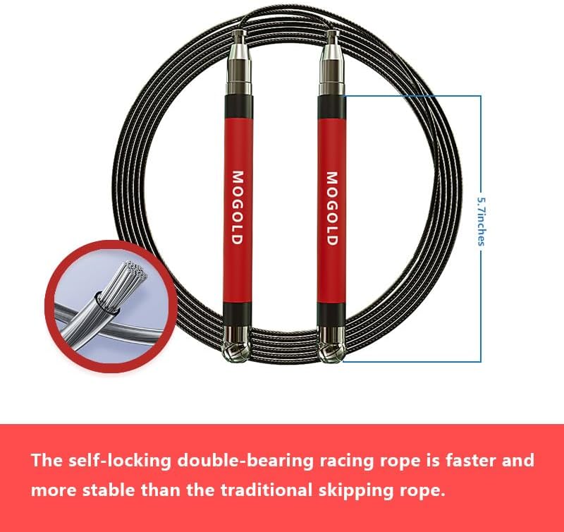 2-in-1 Speed Rope: 2mm for Boxing/MMA & 3mm for CrossFit - Tool-Free Adjustable Cable System with Dual Bearings - Sweatproof Hybrid Grip for High-Intensity Training