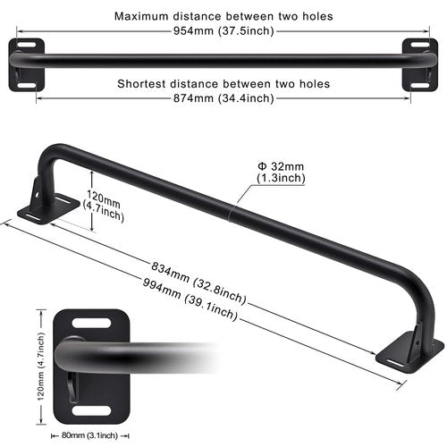 SELEWARE Fully Welded Pull Up Bar Wall Mount Heavy Duty Chin-up Bar w/Resistance Band Hooks for Doorway, Support Beam or Joist Mount Thick Metal Sturdy Construction Support 500 lbs