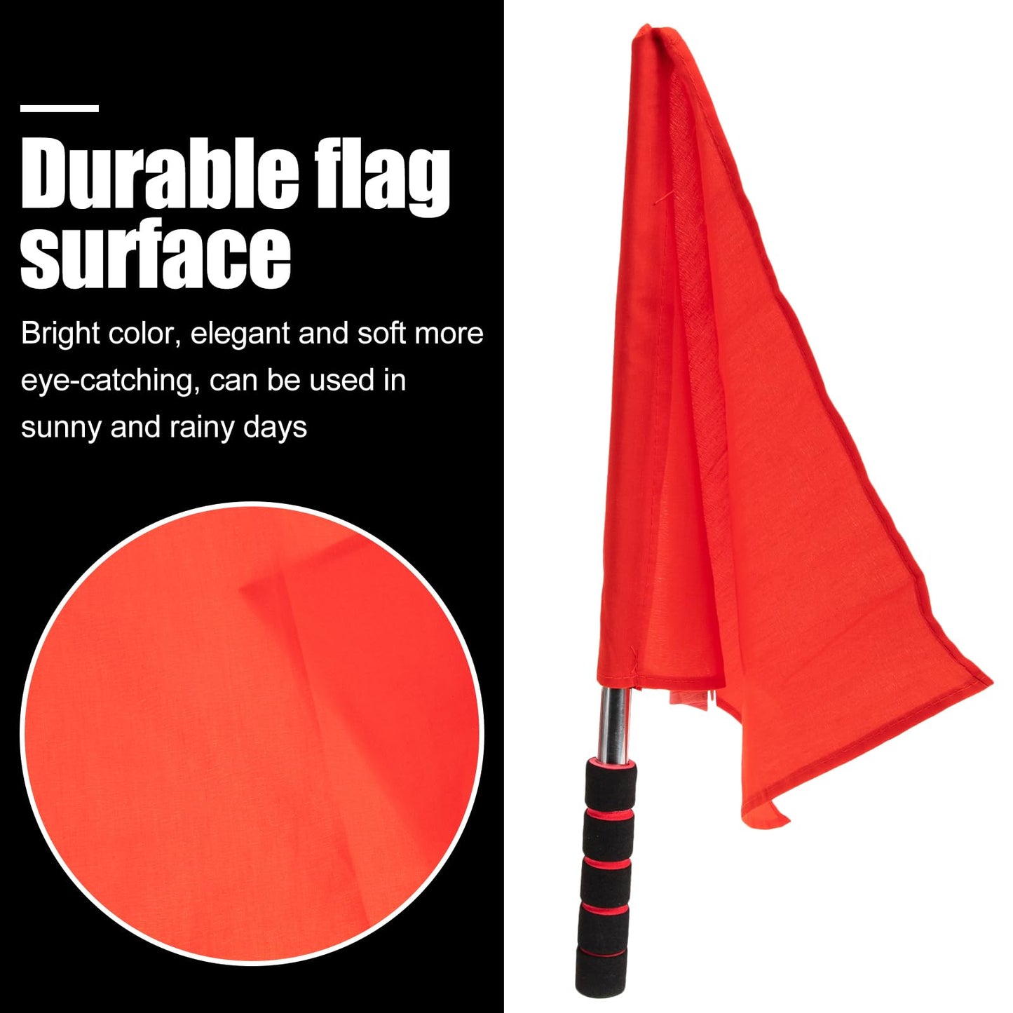 2PCS Referee Flags With Stainless Steel Handle - Red Signal Flag for Volleyball, Soccer, Track and Field - Lightweight Line Judge Equipment