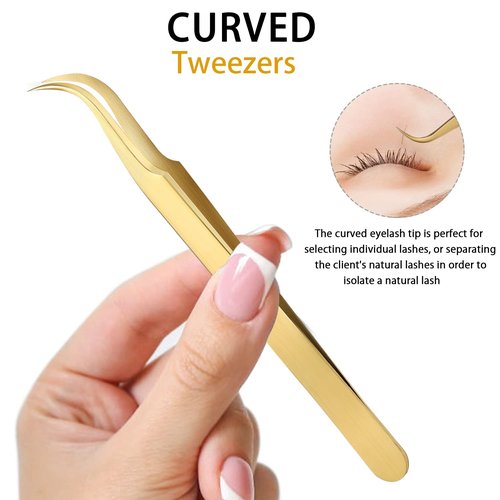 Etercycle High Precision Lash Tweezers Set - Includes 3 Stainless Steel Eyelash Tweezers for Classic Individual and Volume Lash Extensions. Complete with Storage Box