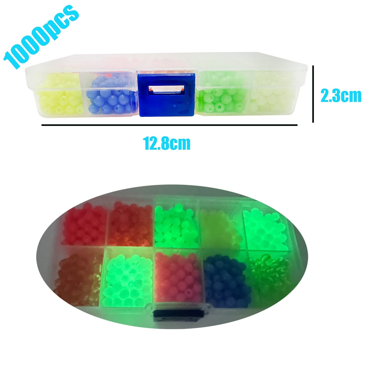 1000PCS 5mm Fishing Beads Accessories Set Mix 10 Colors Round Fishing Rig Beads Luminous Plastic Fishing Line Beads (5mm 1000pcs)