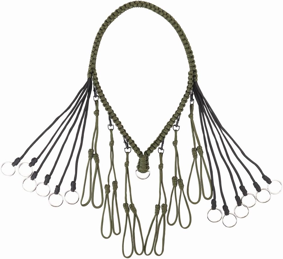 2 in 1 Duck Call Lanyard with 12 Slip Rings and 12 Adjustable Loops Paracord Hunting Goose, Whistle Lanyard Nylon Game Call Lanyard Duck Hunting Accessories